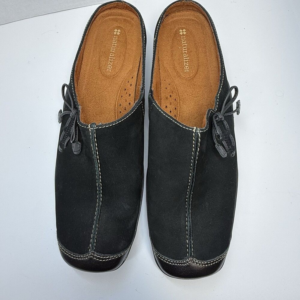 Naturalizer Women’s Slip On Black Suede Mule Clogs Sz 9 New